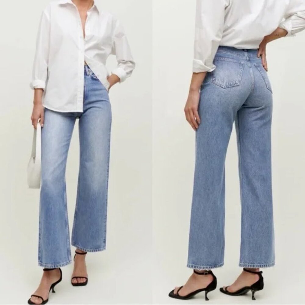 REFORMATION Jeans Womens 30 Blue Wilder High Rise Wide Leg Relaxed Denimβ Dillon